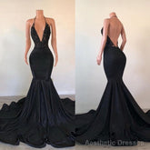 Black Lace Mermaid Prom Dresses, Sequins Evening Dresses